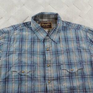 Wrangler Retro Pearl Snap Shirt Mens Large Western Rodeo Cowboy Button Up S/S